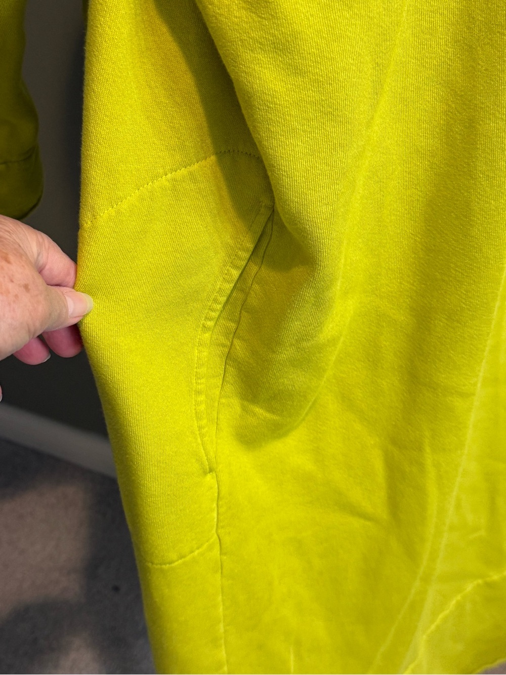 Bryn Walker Long Wrap Coat XL Chartreuse Shawl Collar Bamboo Organic Cotton - Picture 7 of 15